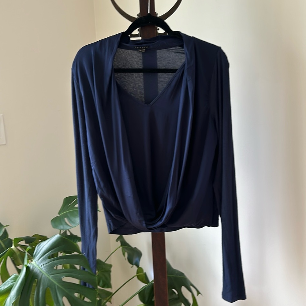 Theory Navy Draping Top